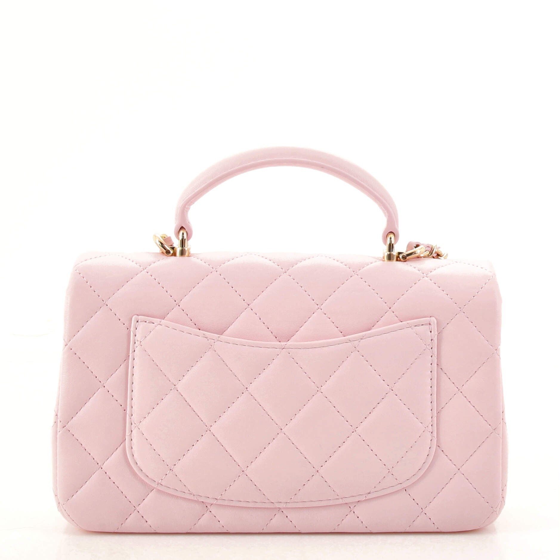 Classic Single Flap Top Handle Bag Quilted Lambskin Mini