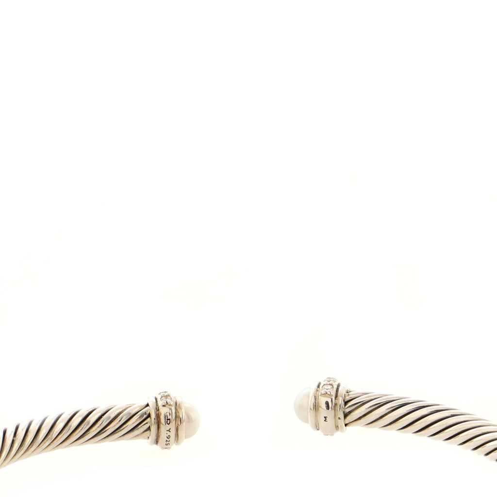Cable Classic Bracelet Sterling Silver with Diamonds and Pearls 4mm