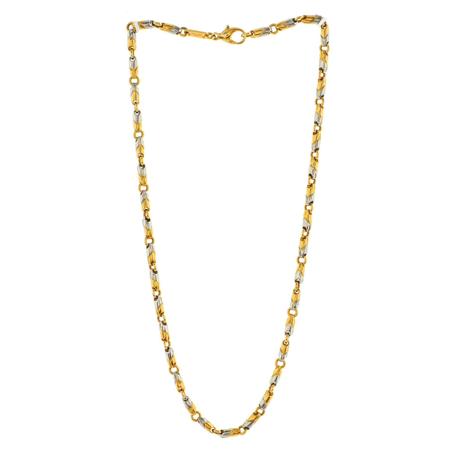 Passo Doppio Necklace 18K Yellow Gold and Stainless Steel