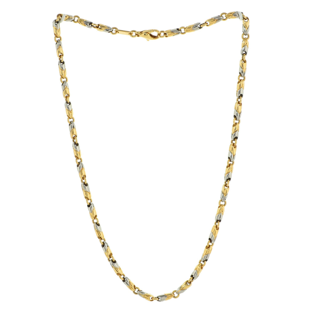 Passo Doppio Necklace 18K Yellow Gold and Stainless Steel
