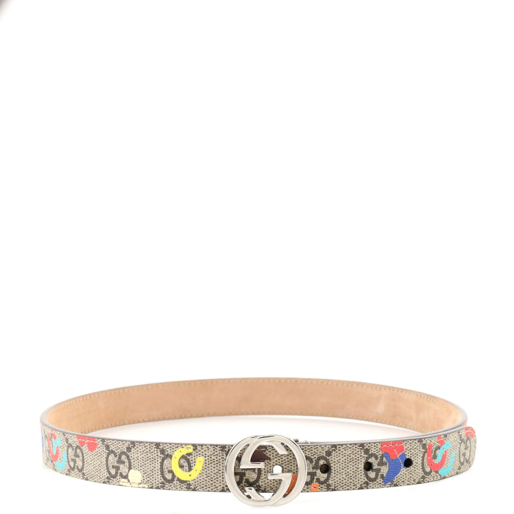 Children's Interlocking G Belt Printed GG Coated Canvas 65