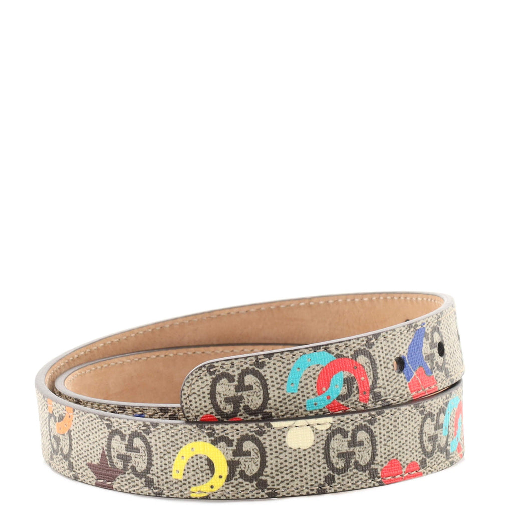 Children's Interlocking G Belt Printed GG Coated Canvas 65