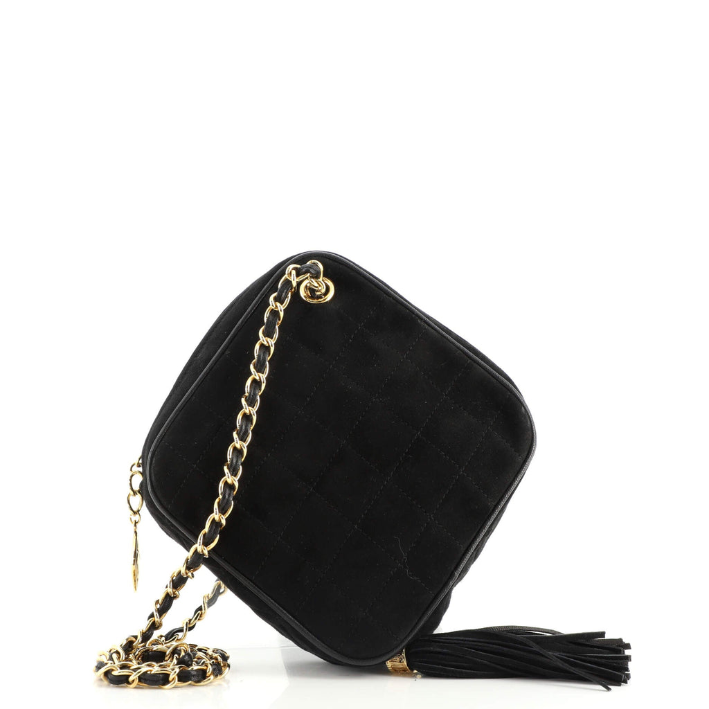 Vintage Diamond Tassel Crossbody Quilted Suede Mini