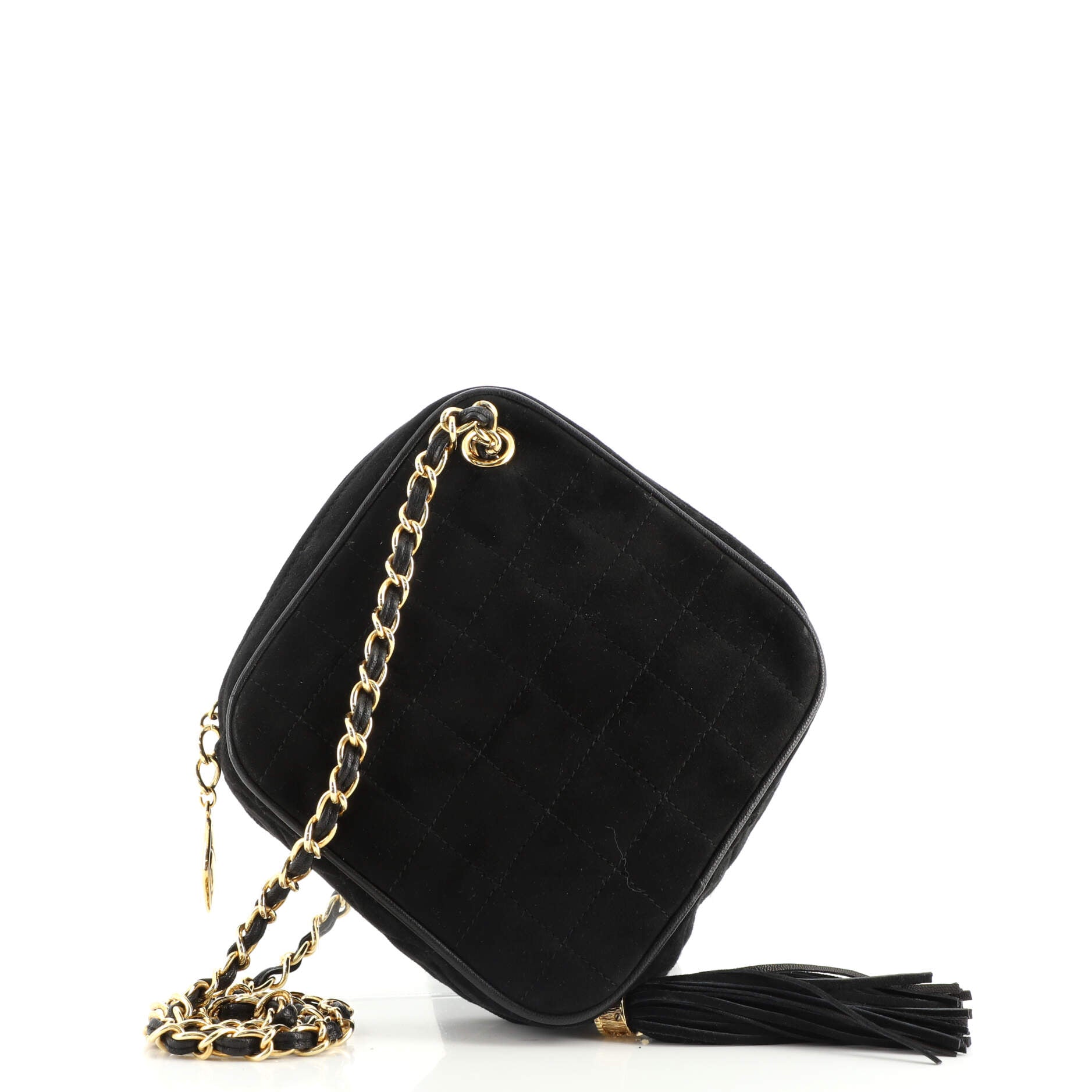 Vintage Diamond Tassel Crossbody Quilted Suede Mini