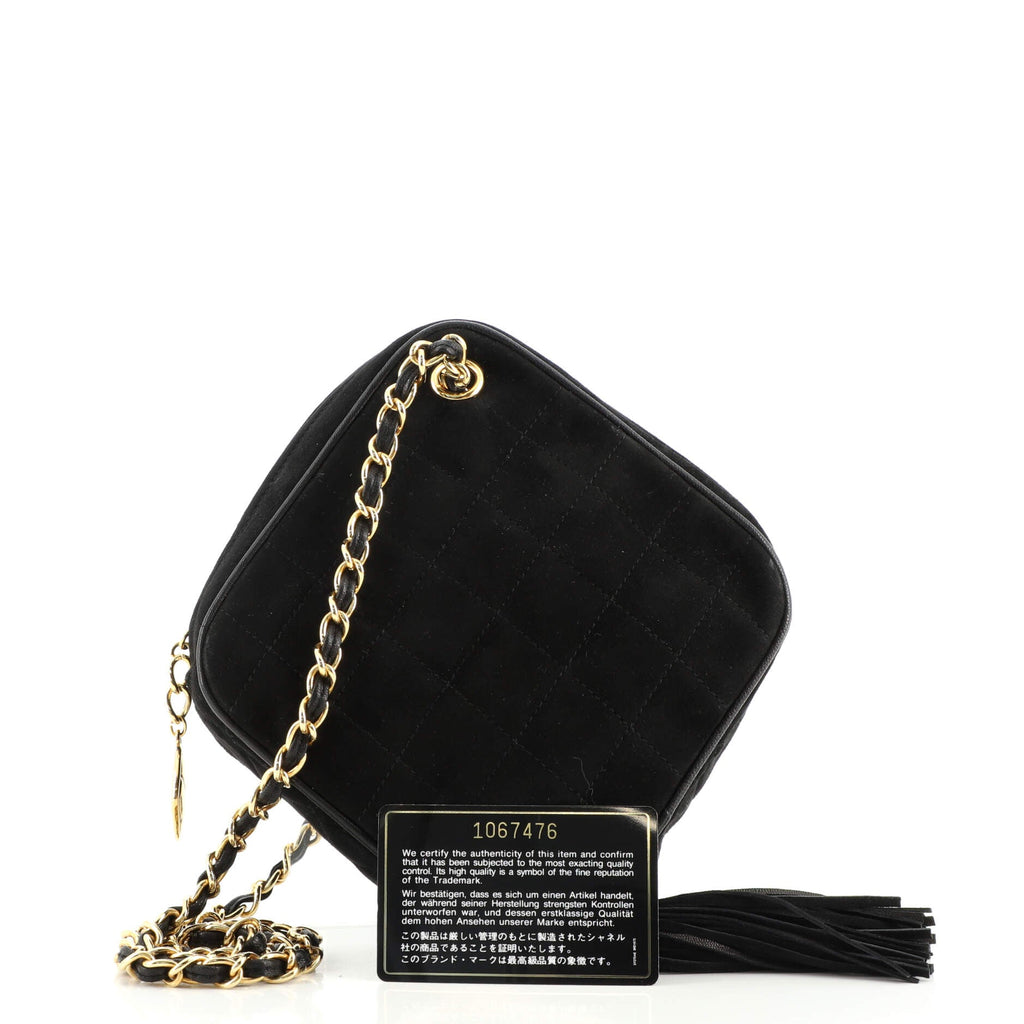 Vintage Diamond Tassel Crossbody Quilted Suede Mini