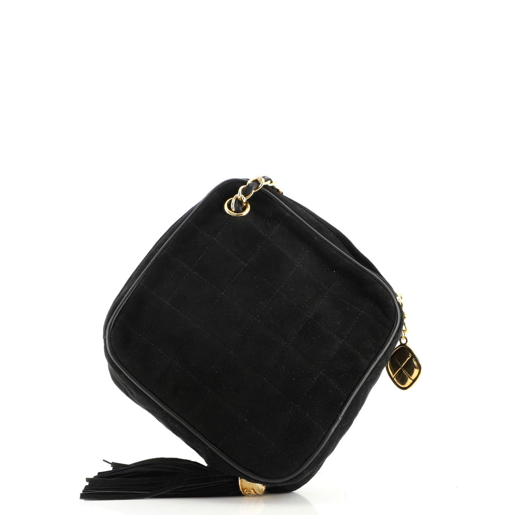 Vintage Diamond Tassel Crossbody Quilted Suede Mini
