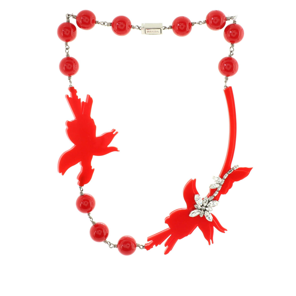 Flower Collar Necklace Resin with Metal and Crystals