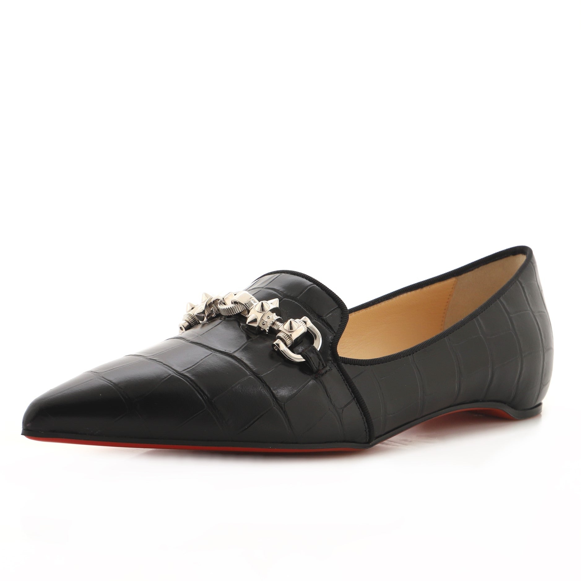 Women's Kashasha Swing Flats Crocodile Embossed Leather