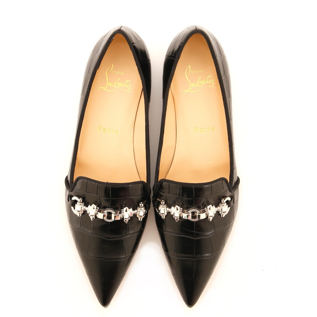 Women's Kashasha Swing Flats Crocodile Embossed Leather