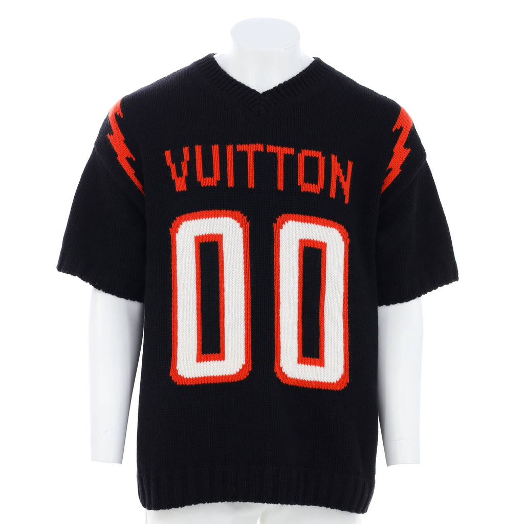 Men's Football Short Sleeve V-Neck Sweater Wool Blend