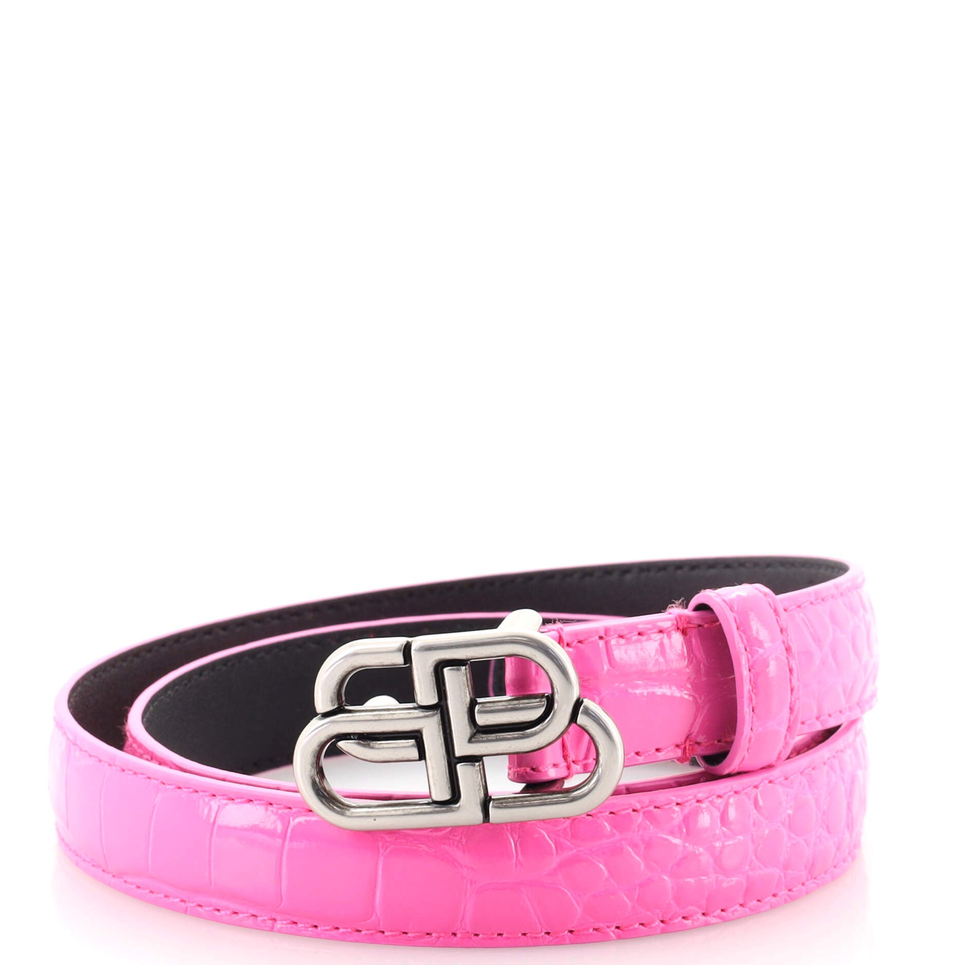 BB Belt Crocodile Embossed Leather Thin 70