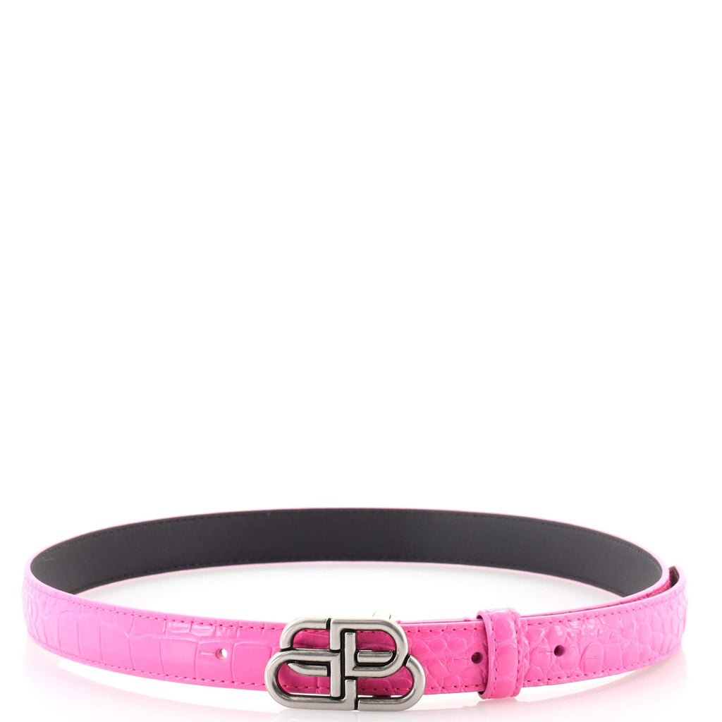 BB Belt Crocodile Embossed Leather Thin 70