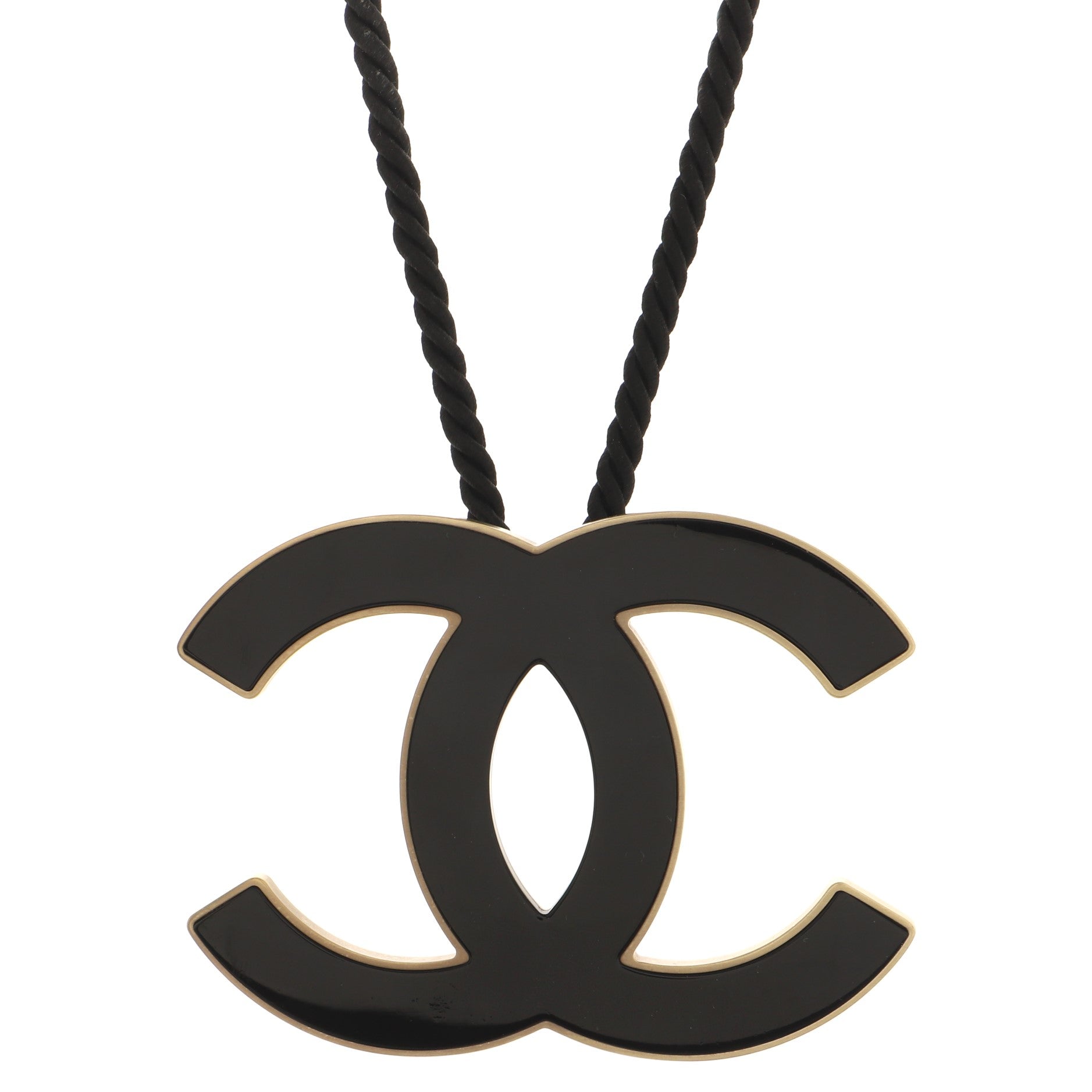 Giant CC Choker Necklace Cord with Metal and Enamel