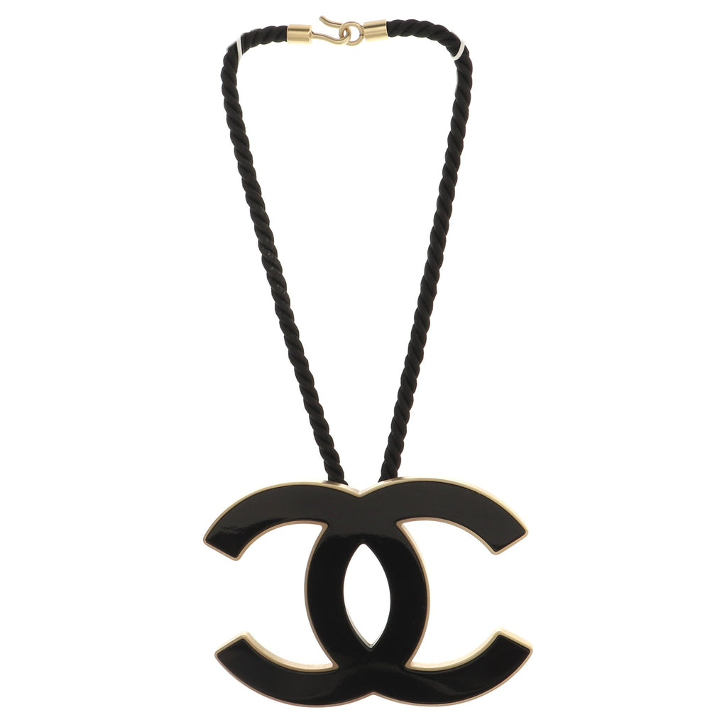 Giant CC Choker Necklace Cord with Metal and Enamel
