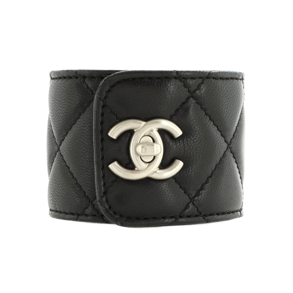 CC Turnlock Cuff Bracelet Quilted Lambskin Wide