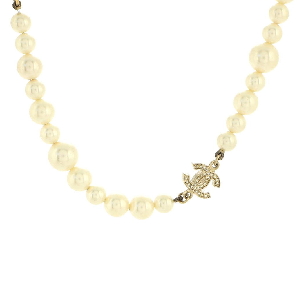 CC Station Short Necklace Faux Pearls and Metal with Crystals