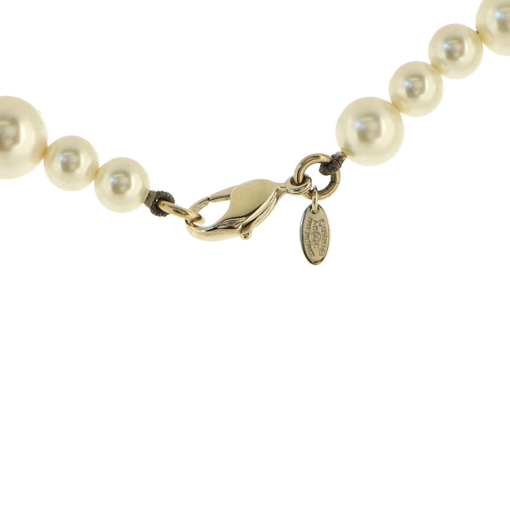 CC Station Short Necklace Faux Pearls and Metal with Crystals