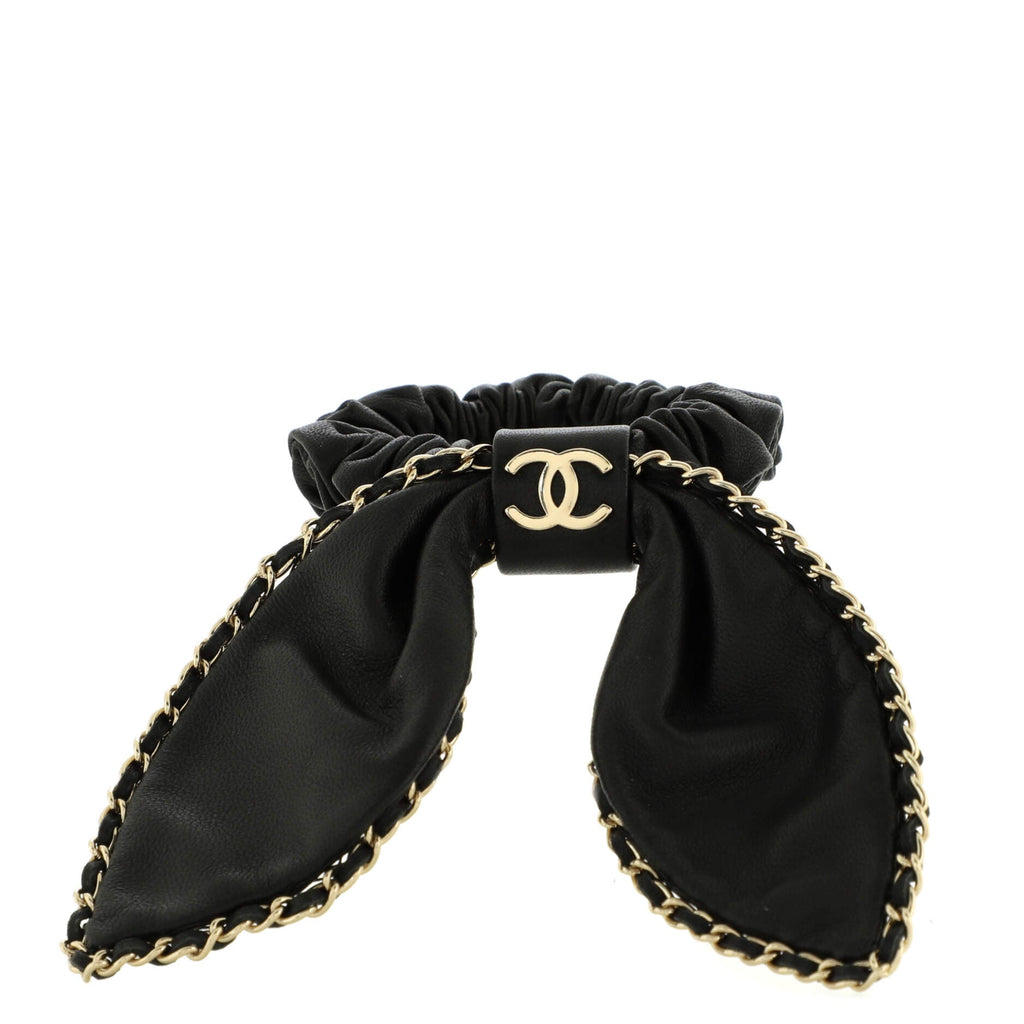 CC Chain Around Bow Scrunchie Lambskin
