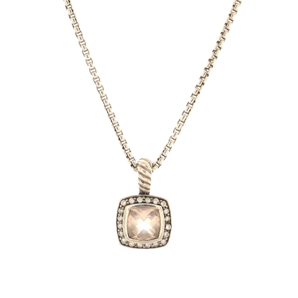 Petite Albion Pendant Necklace Sterling Silver with Morganite and Diamonds