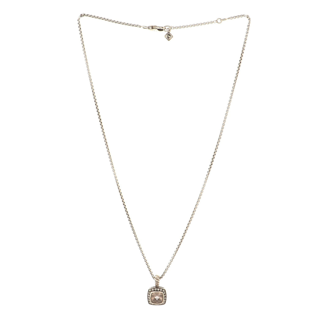 Petite Albion Pendant Necklace Sterling Silver with Morganite and Diamonds