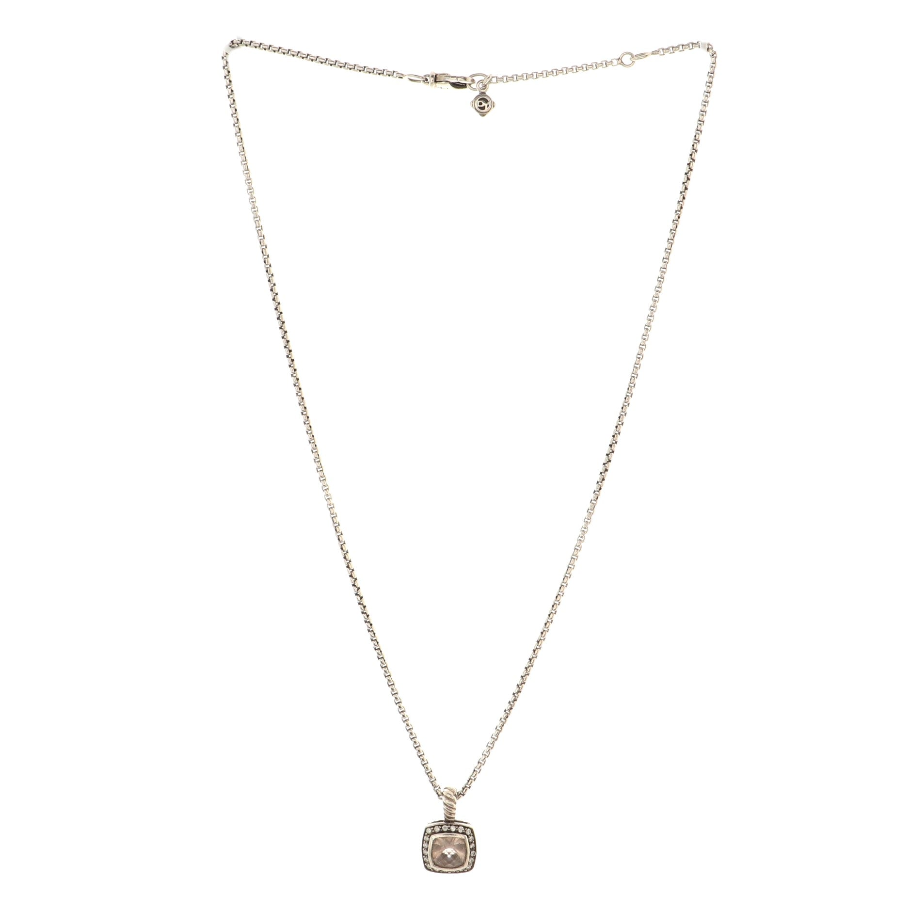 Petite Albion Pendant Necklace Sterling Silver with Morganite and Diamonds
