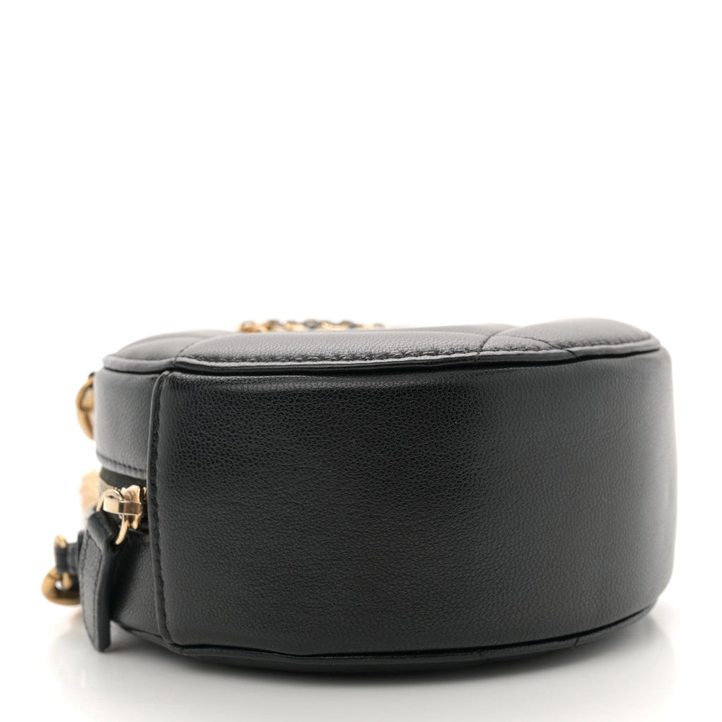 Lambskin Quilted Chanel 19 Round Clutch With Chain Black