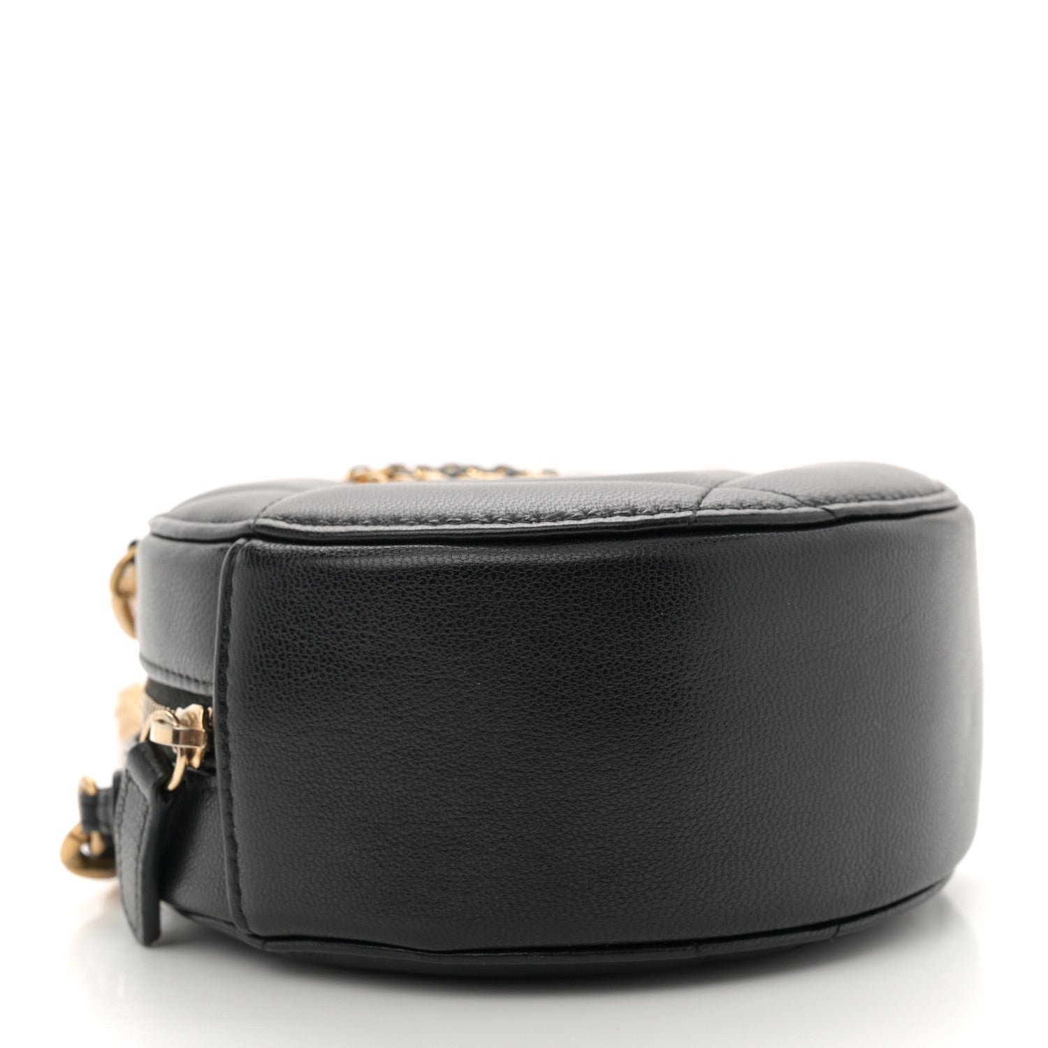 Lambskin Quilted Chanel 19 Round Clutch With Chain Black