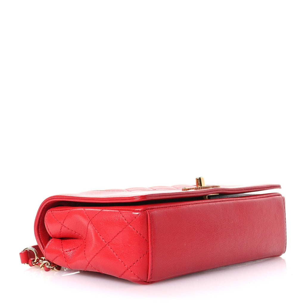 Sheepskin Quilted Medium Vintage Mademoiselle Flap Red