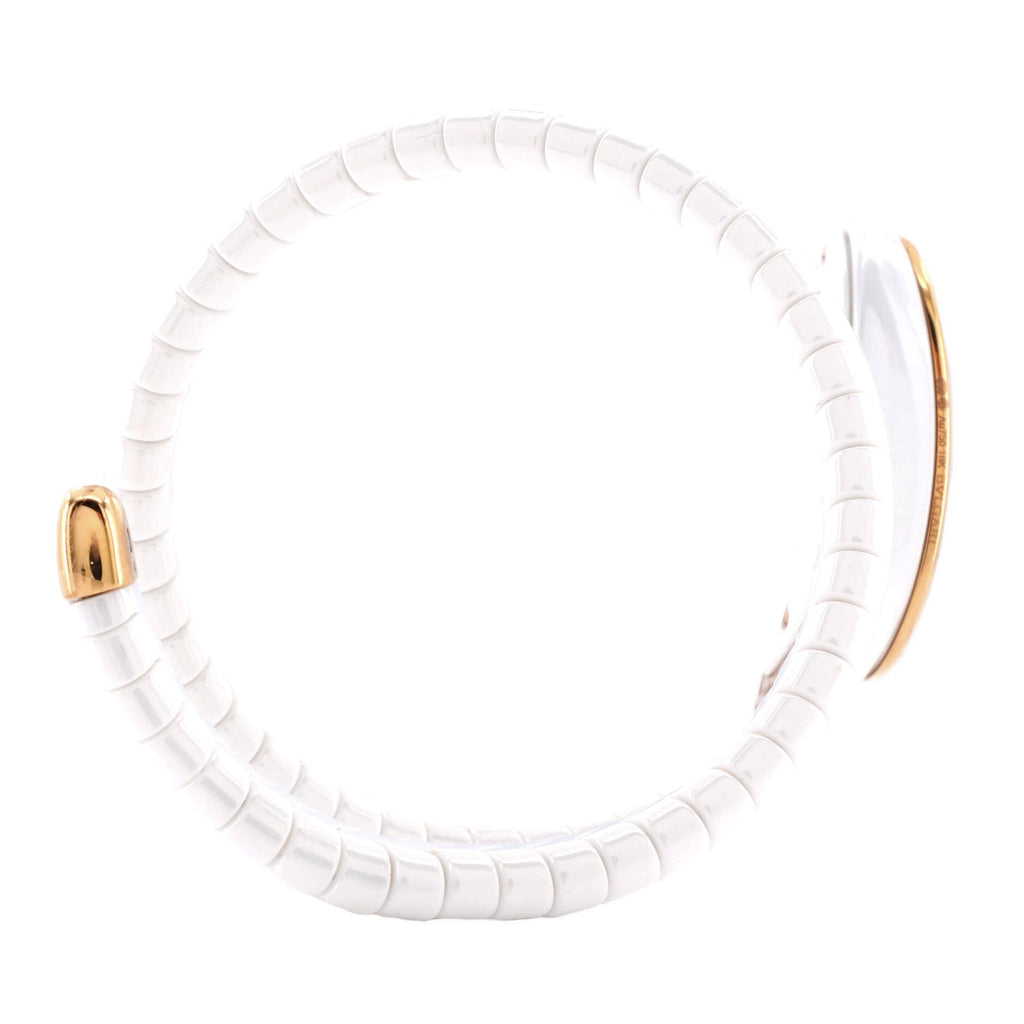 Serpenti Spiga Single Spiral Quartz Watch Ceramic and Rose Gold with Diamond Bezel 23