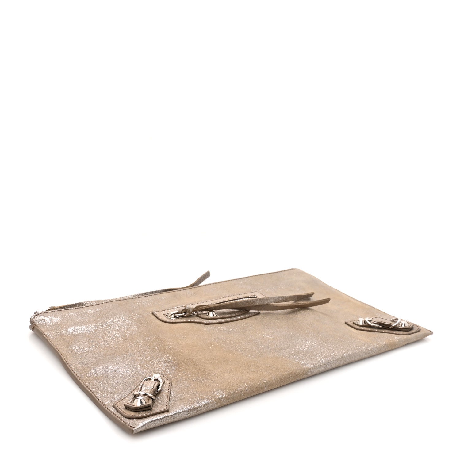 Metallic Calfskin Milky Way Papier Clutch Gold