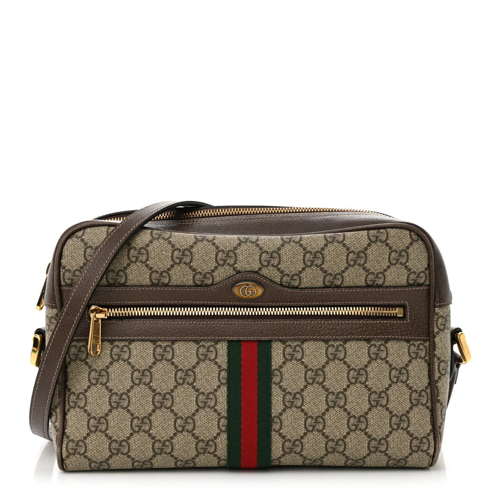 GG Supreme Monogram Web Small Ophidia Shoulder Bag Brown