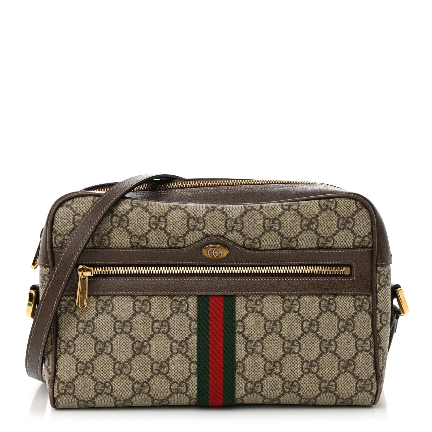 GG Supreme Monogram Web Small Ophidia Shoulder Bag Brown