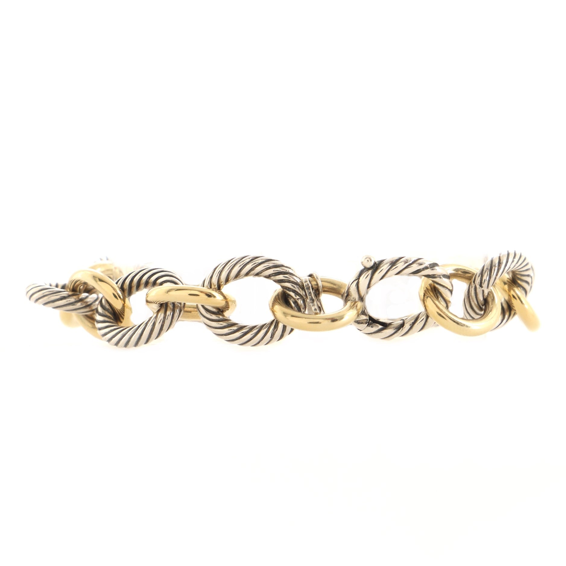 Oval Link Bracelet Sterling Silver and 18K Yellow Gold Large