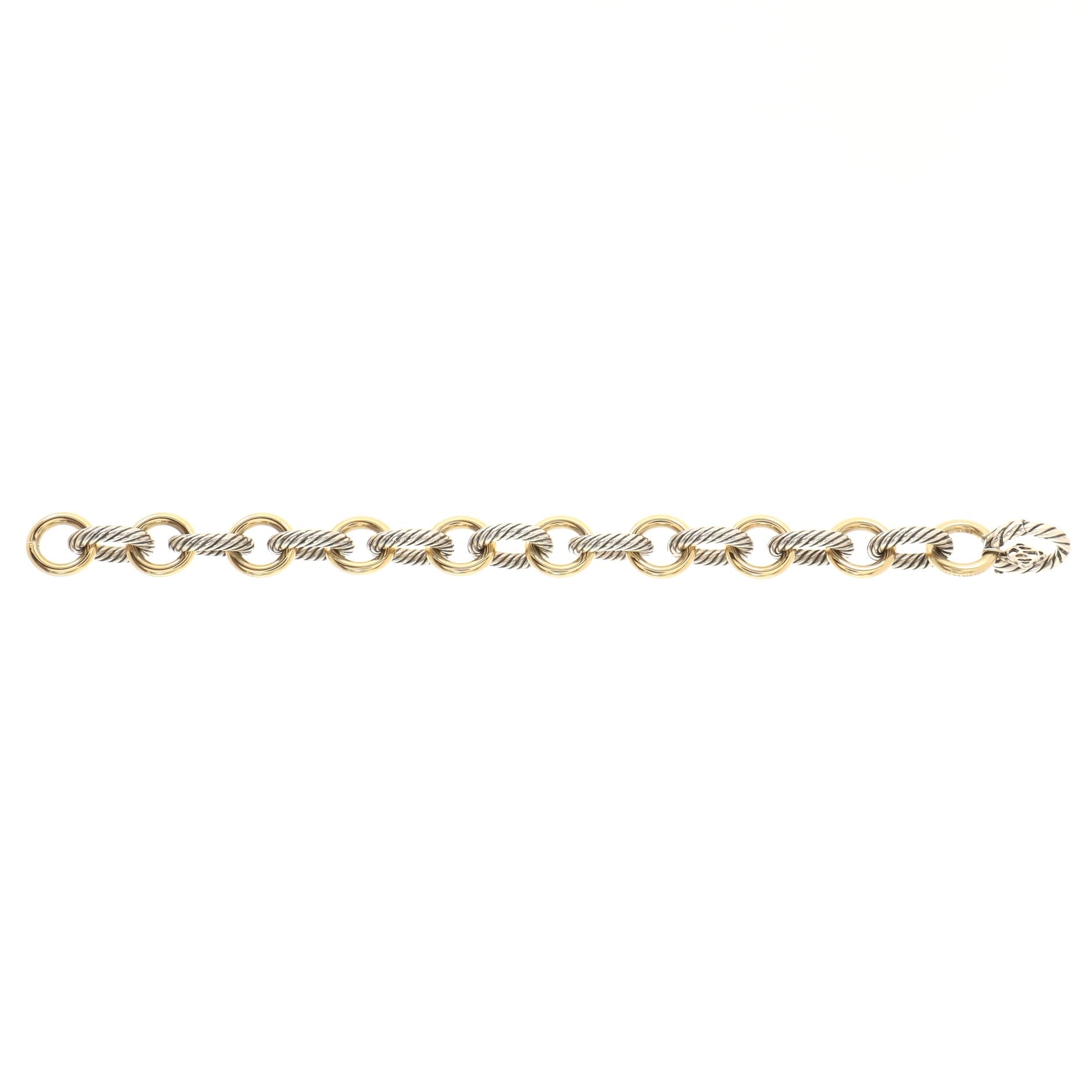 Oval Link Bracelet Sterling Silver and 18K Yellow Gold Large