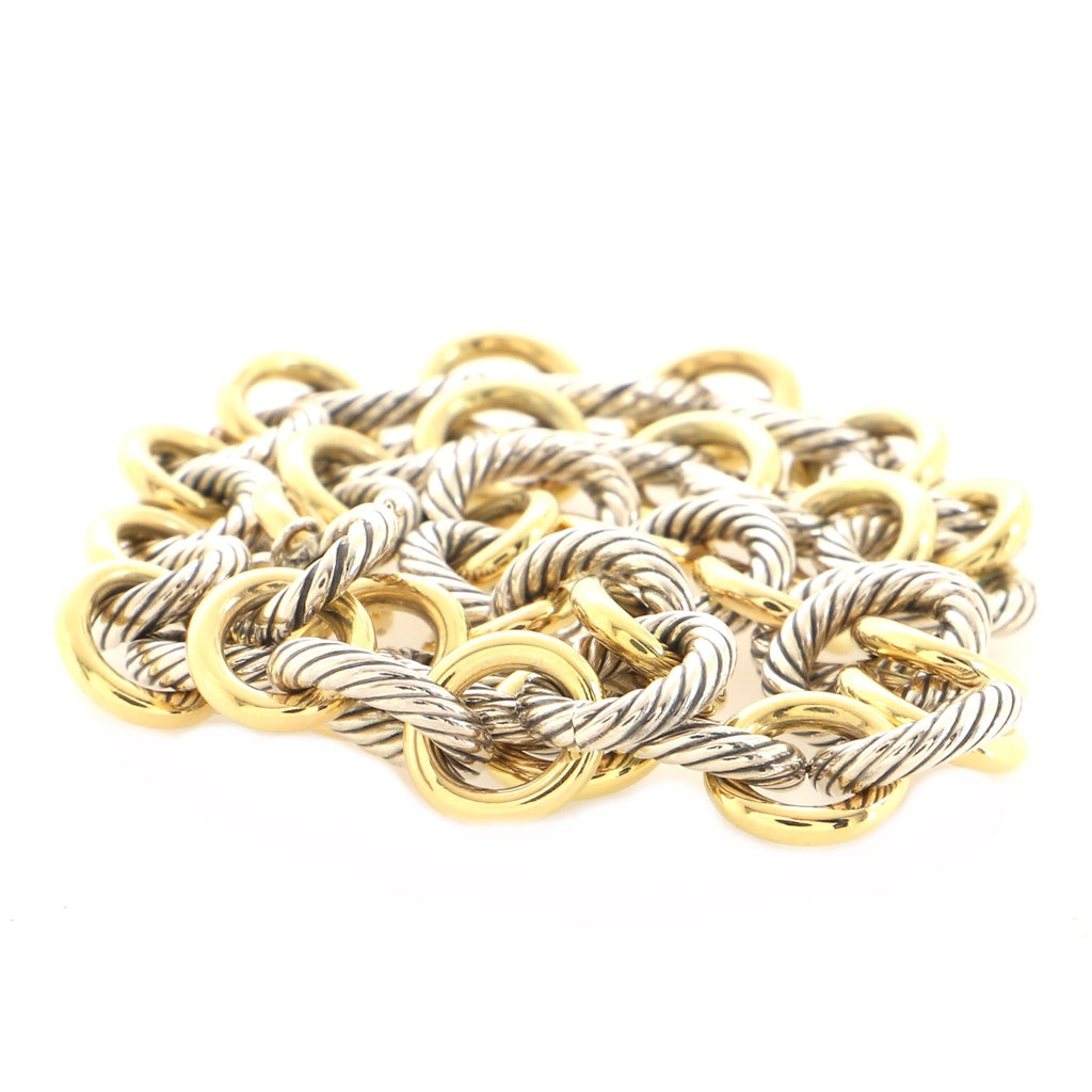 Oval Link Necklace Sterling Silver and 18K Yellow Gold Large