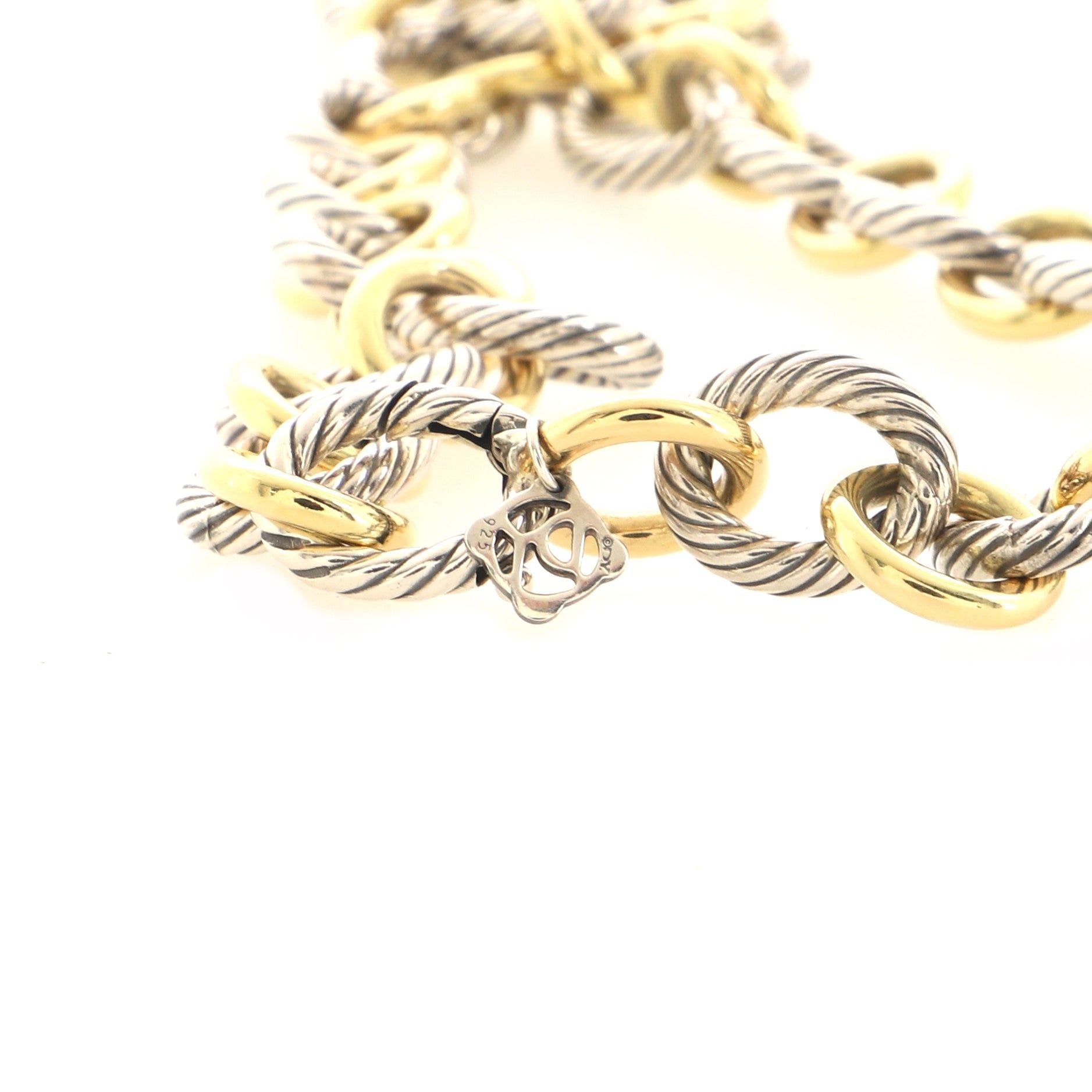 Oval Link Necklace Sterling Silver and 18K Yellow Gold Large