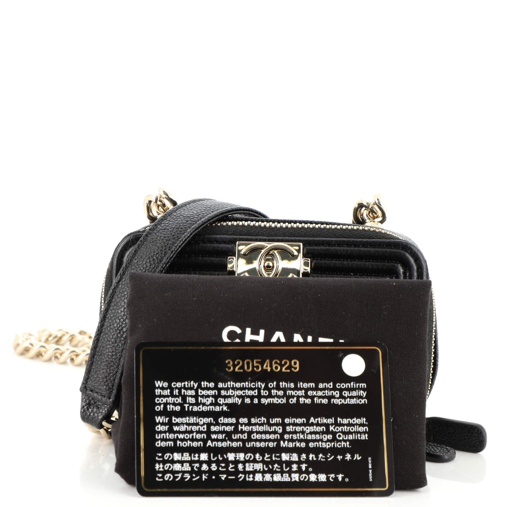 Boy Clutch with Chain Quilted Caviar