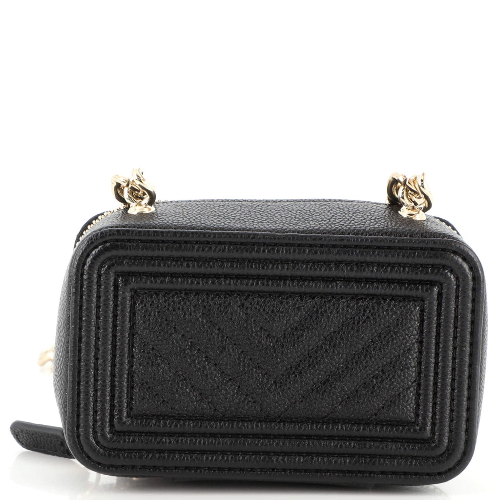 Boy Clutch with Chain Quilted Caviar