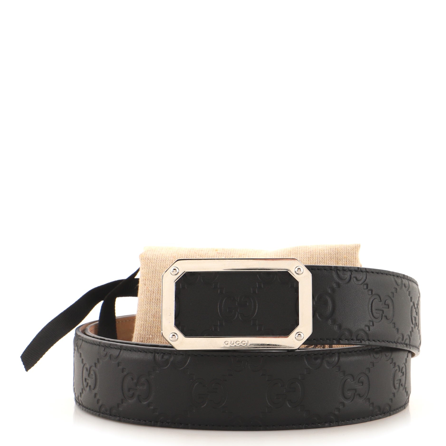 Signature Rectangular Buckle Belt Guccissima Leather Medium 90