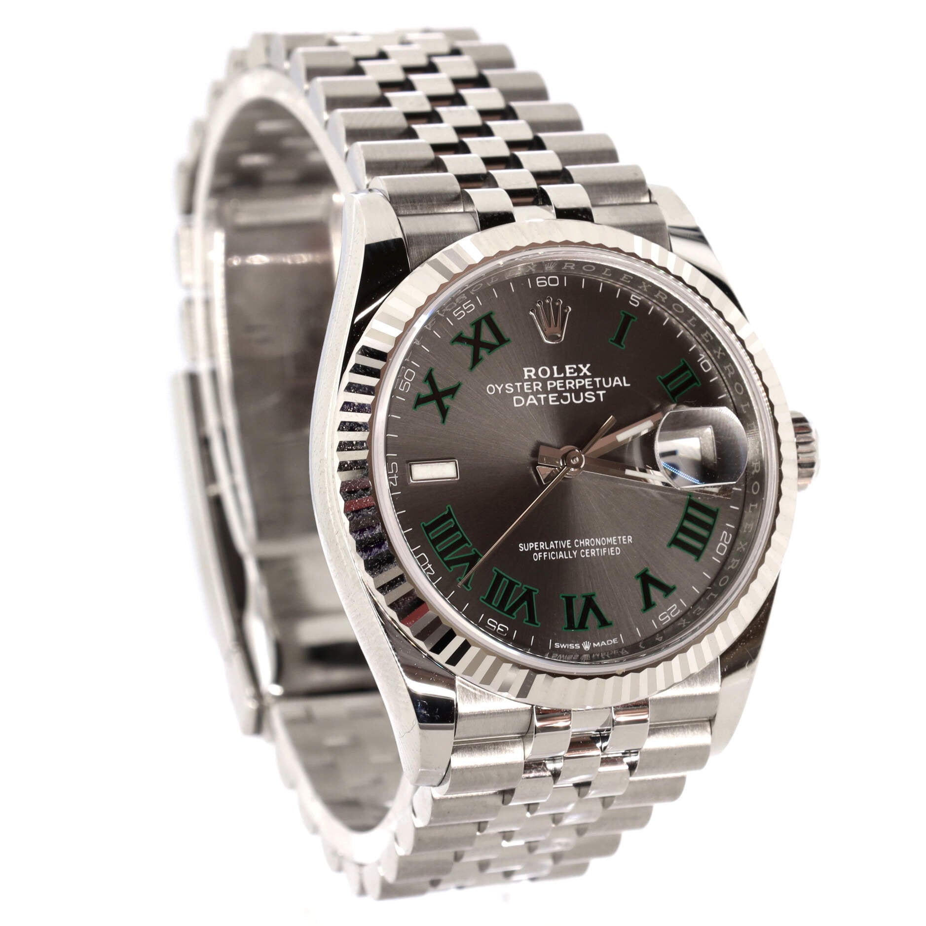 Perpetual Datejust Wimbledon Automatic Watch Stainless Steel and White Gold 36