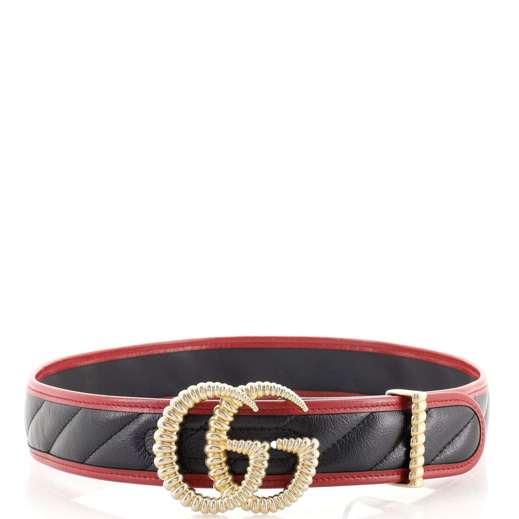 Torchon GG Marmont Belt Diagonal Quilted Leather Wide 80