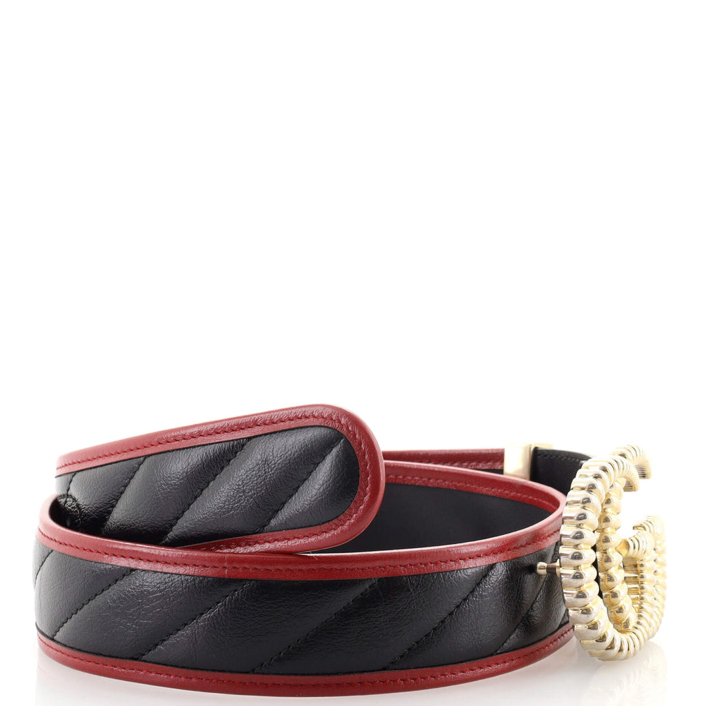 Torchon GG Marmont Belt Diagonal Quilted Leather Wide 80