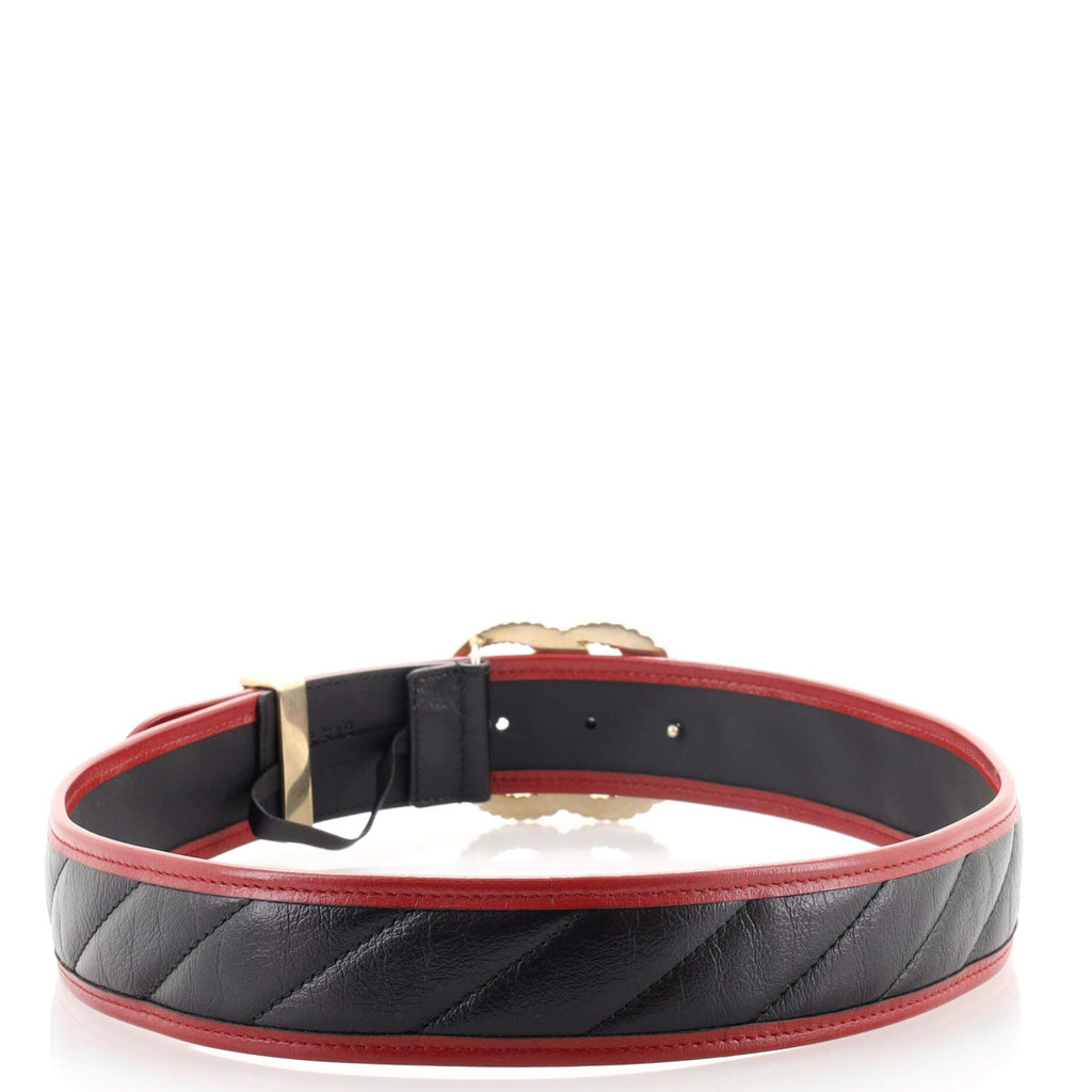 Torchon GG Marmont Belt Diagonal Quilted Leather Wide 80
