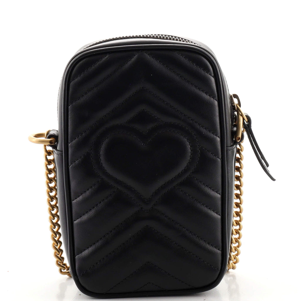 GG Marmont Vertical Phone Crossbody Bag Matelasse Leather Mini