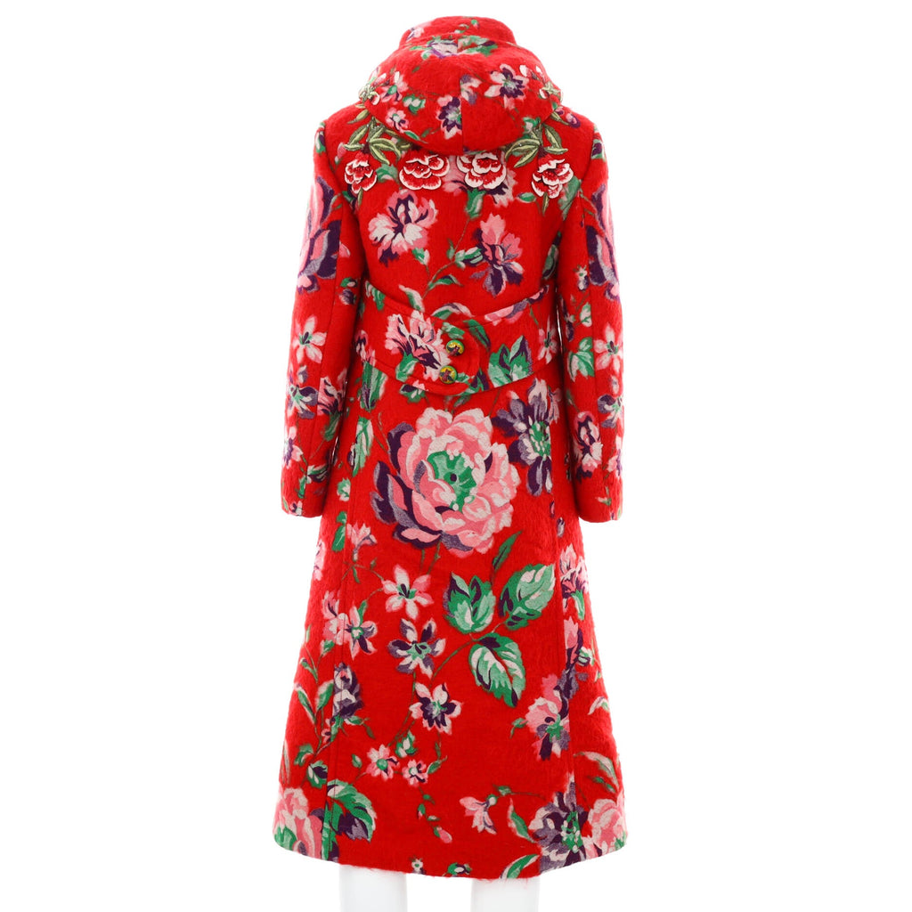 Women's Floral Button Down Coat Mohair Wool