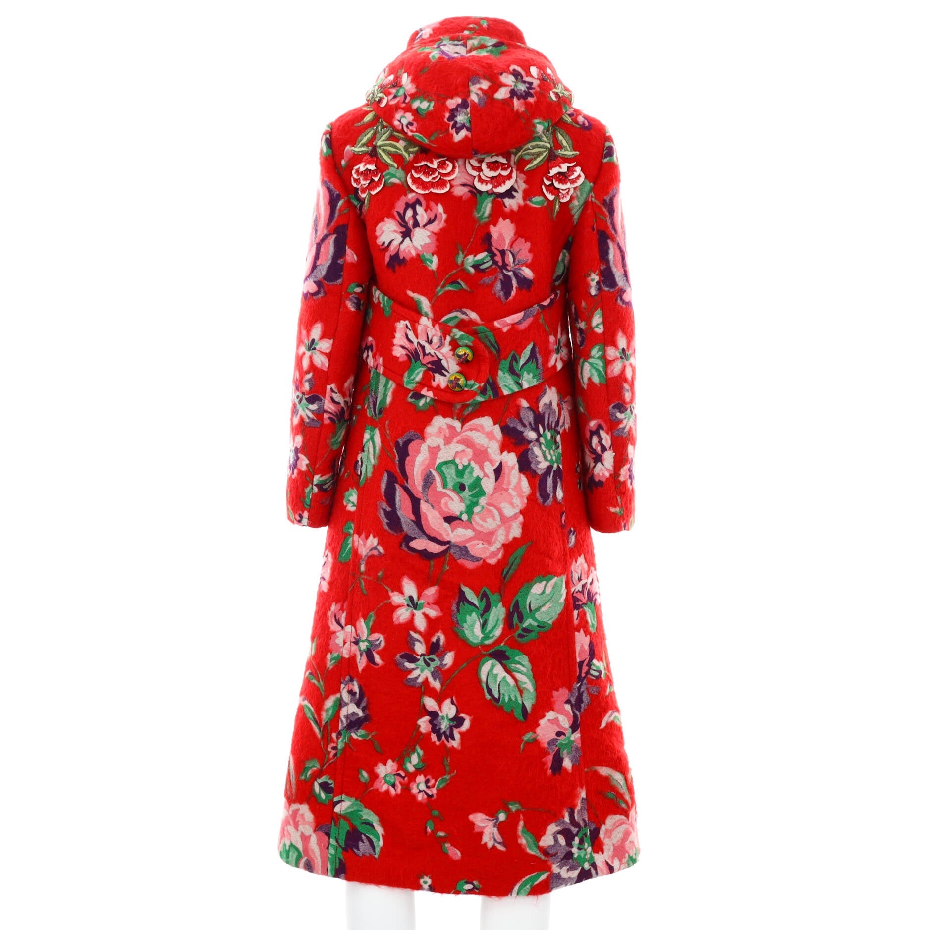 Women's Floral Button Down Coat Mohair Wool