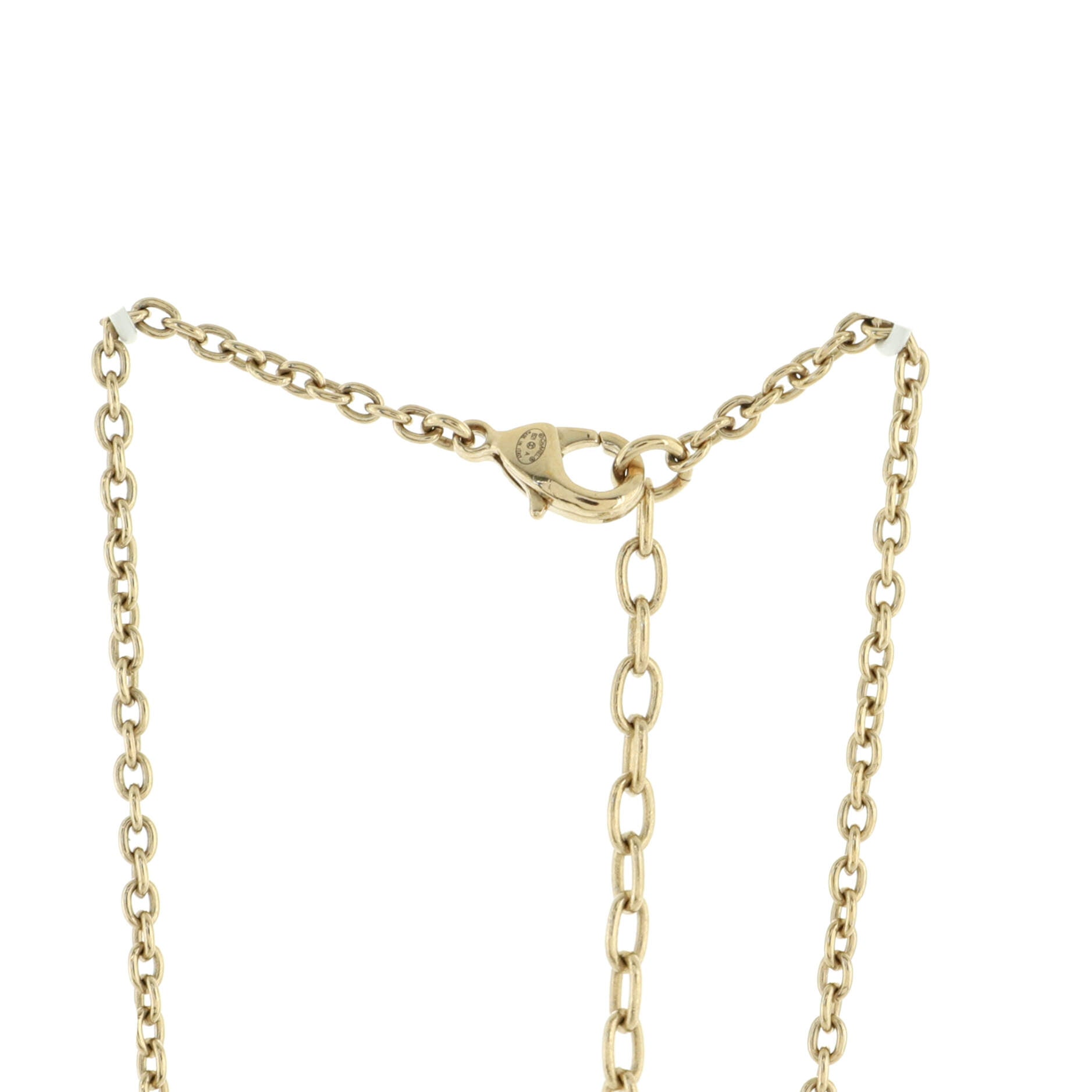 Logo Semicircle Pendant Short Necklace Metal with Faux Pearls