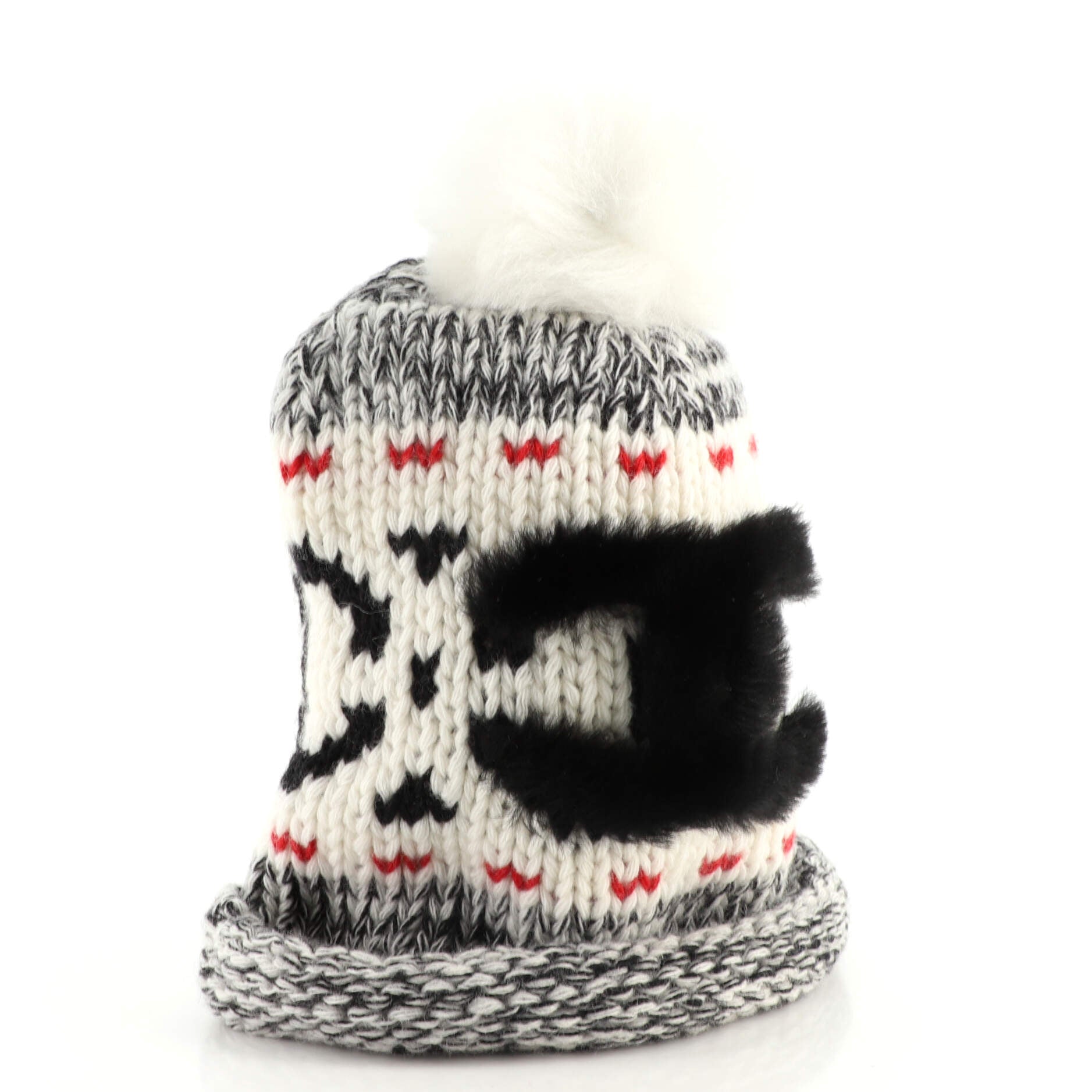 Multi CC Pom Pom Beanie Wool and Shearling XS