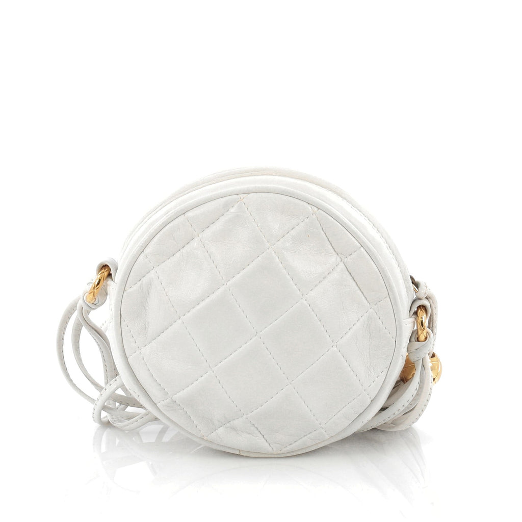 Vintage Round Tassel Crossbody Bag Quilted Leather Mini