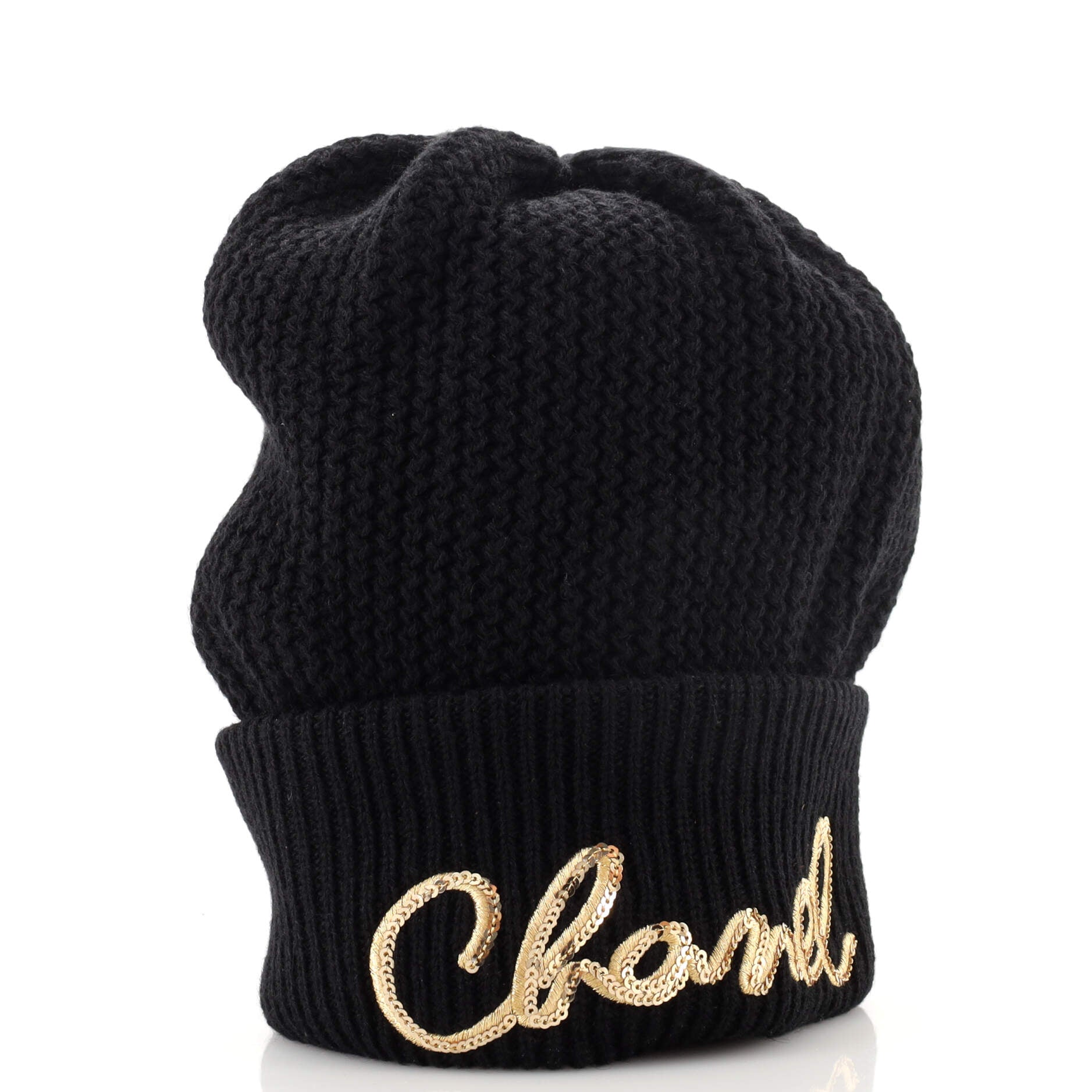 Logo Beanie Cashmere with Sequins XS